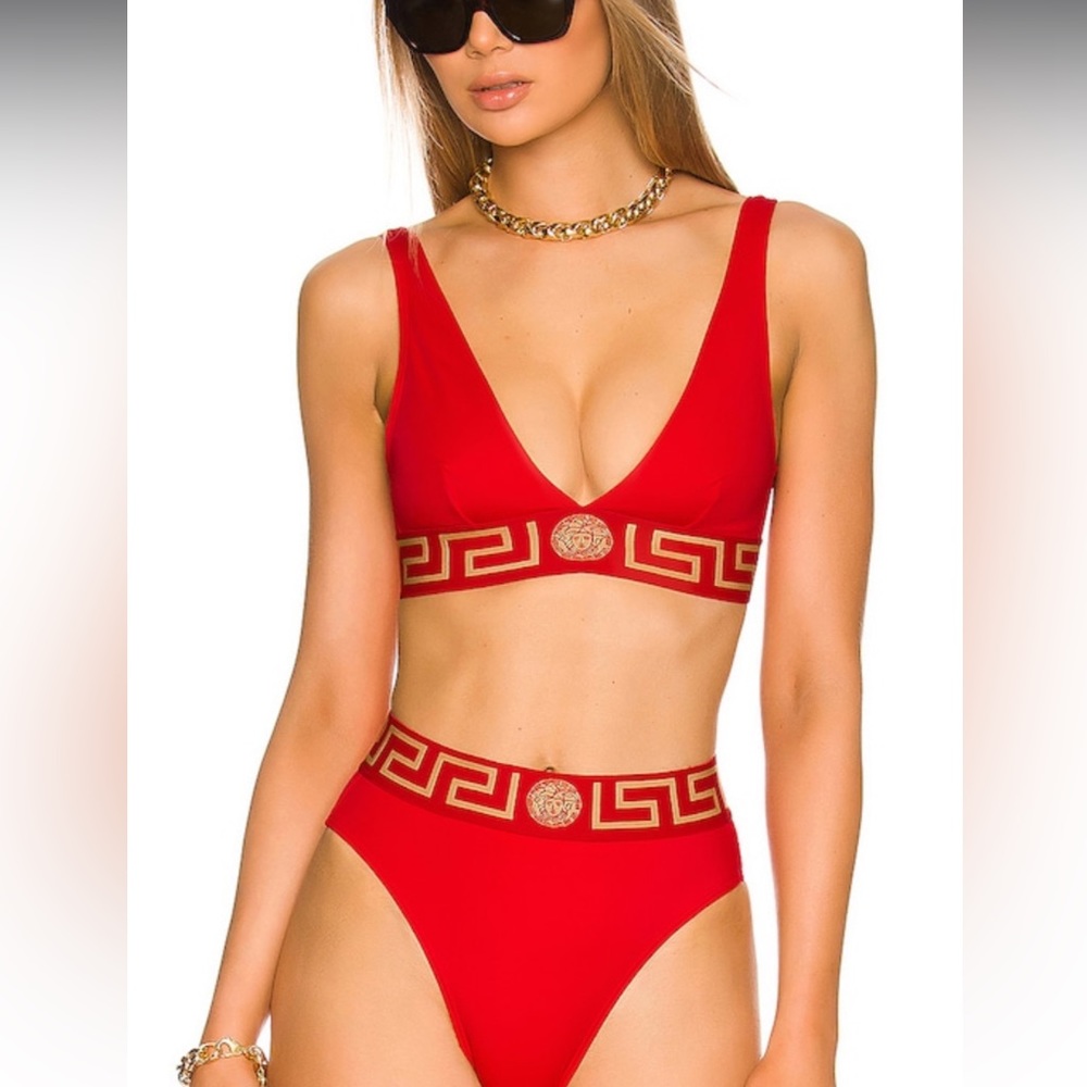 Versace Greca Border high waist bikini bottoms